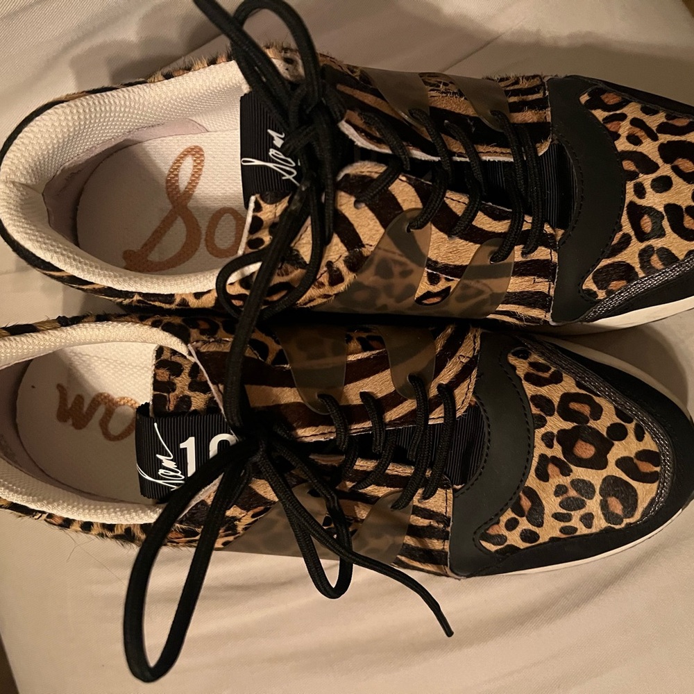 Sam Edelman Leopard and Black Athletic Sneakers